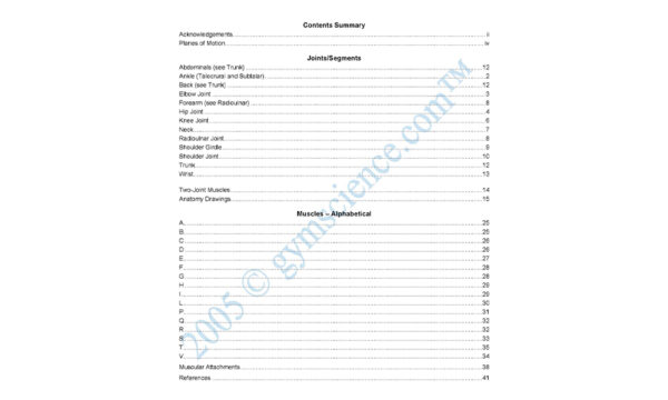 Look It Up: Kinesiology Reference Guide Table of Contents